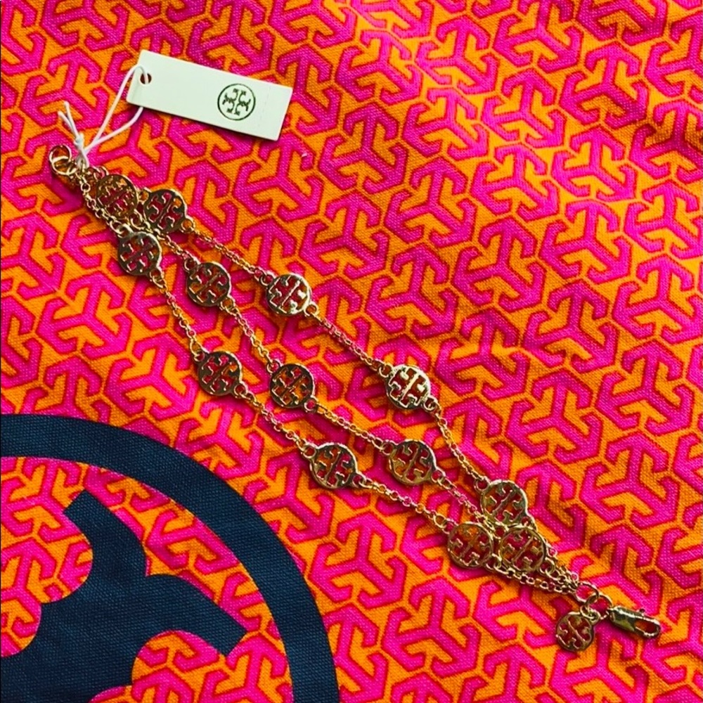 SOLD Tory Burch multi strand Logo Bracelet